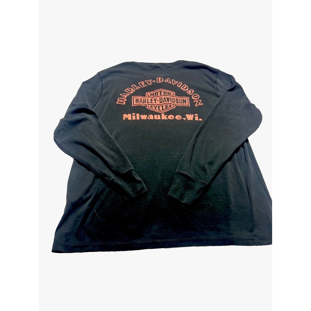 HARLEY-DAVIDSON Milwaukee Wisconsin Black Long Sleeve Graphic T-Shirt - Size 2XL